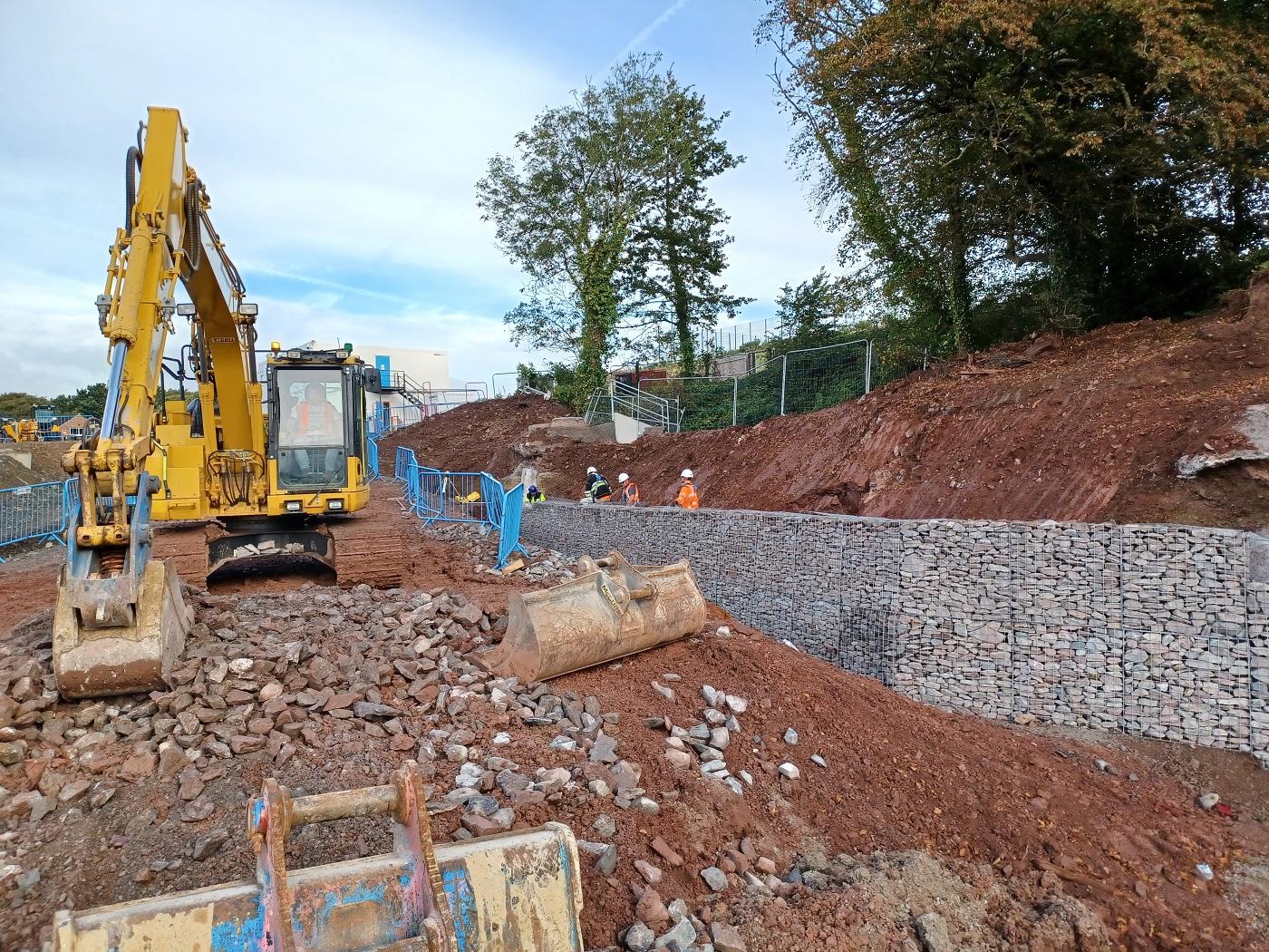 Gabion basket retaining wall