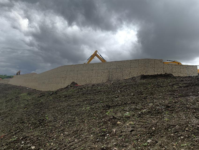 Gabion basket retaining wall