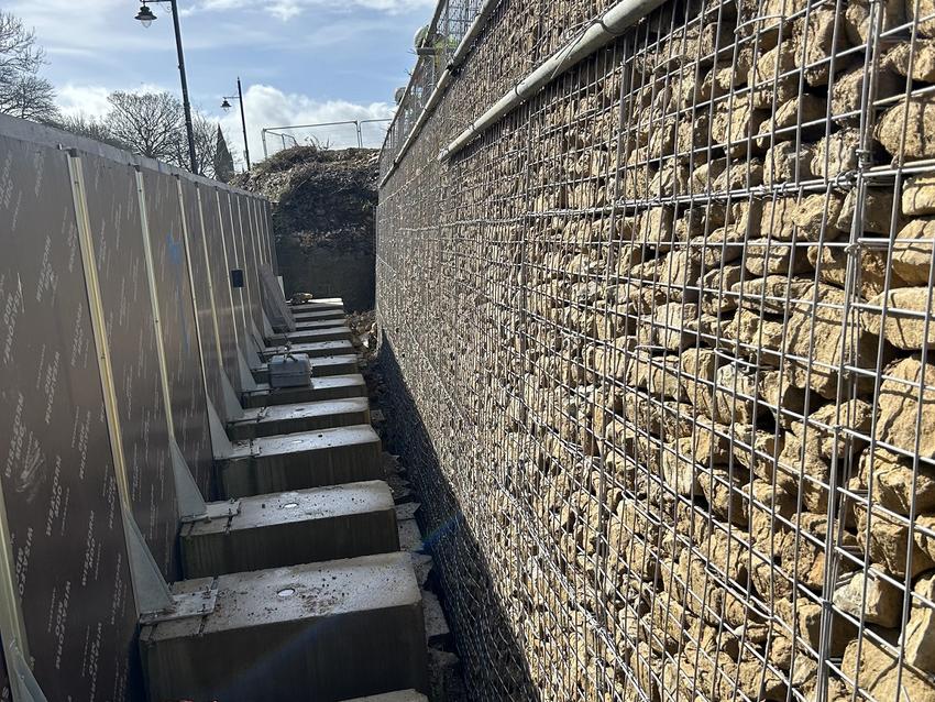 Gabion basket retaining wall